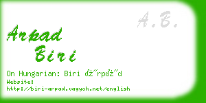 arpad biri business card